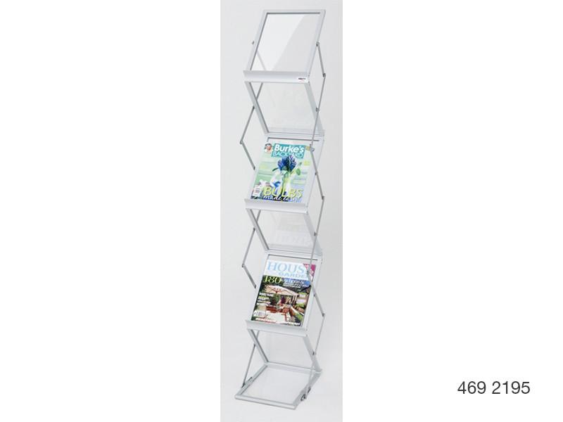 A4 Mobile Display And Exhibition Floor Stand - Frosted Acrylic Shelves