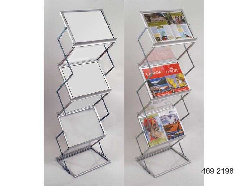 A3 Mobile Display And Exhibition Floor Stand - Frosted Acrylic Shelves
