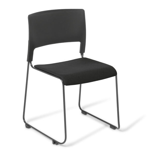 Slim Chair Black with  Upholstered Seat - Standard Fabric