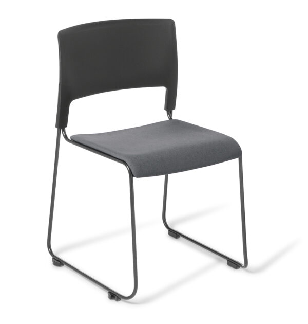 Slim Chair Black with  Upholstered Seat - Standard Fabric