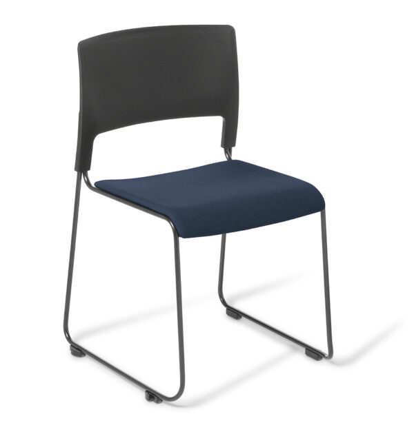 Slim Chair Black with  Upholstered Seat - Standard Fabric