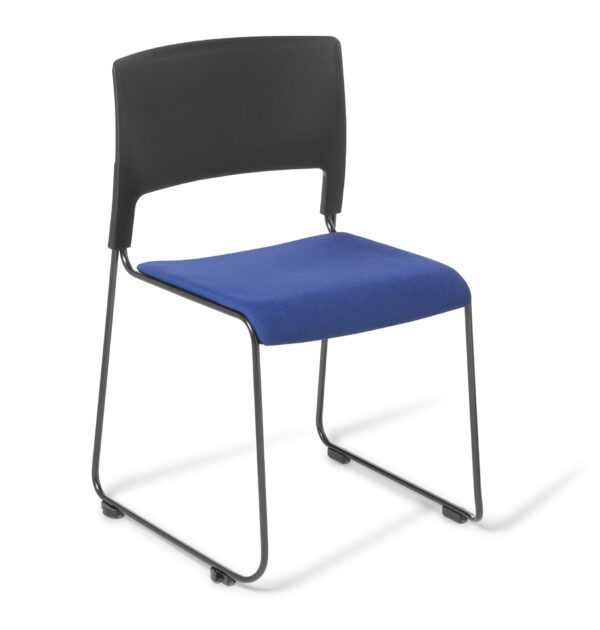 Slim Chair Black with  Upholstered Seat - Standard Fabric